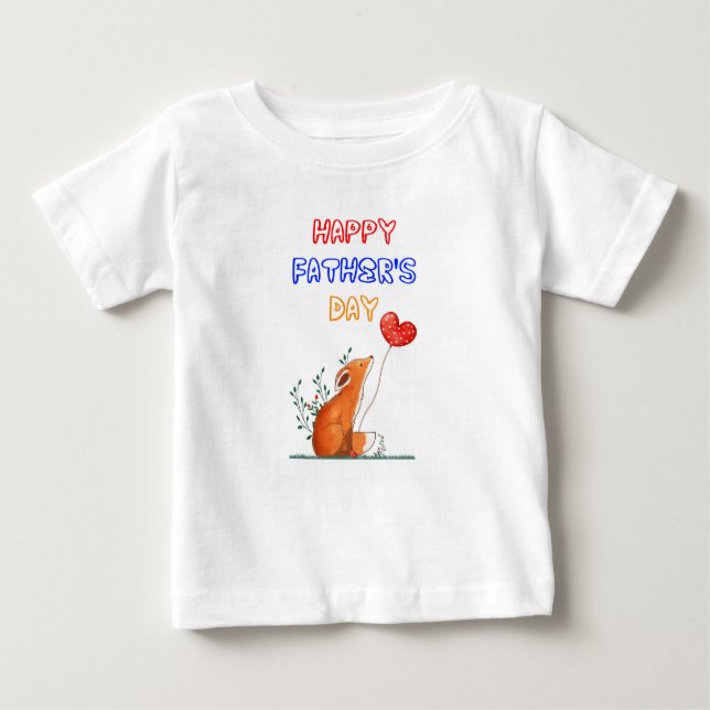 Camiseta Para Bebê Feliz Dia dos Pais Raposas Pai Papai Presente Rapo (Frente)