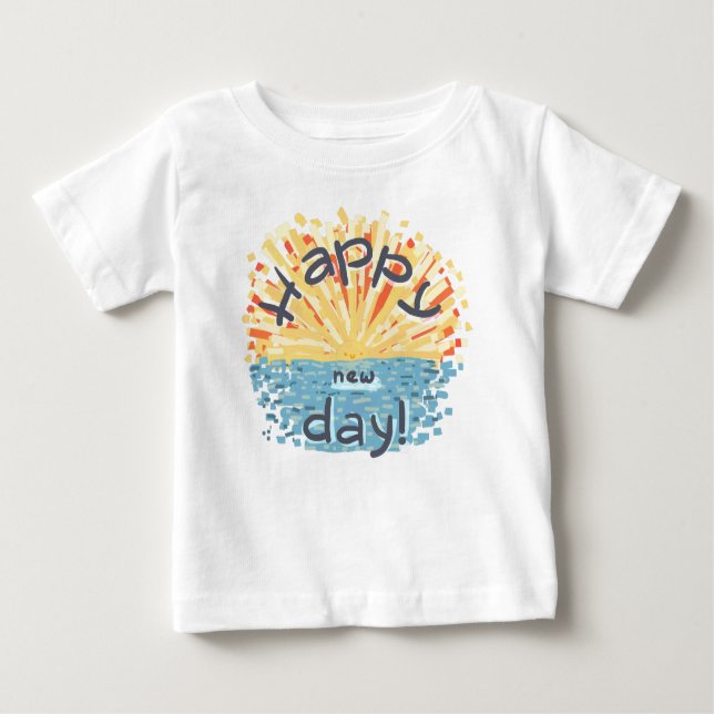 Camiseta Para Bebê Feliz Dia Novo! (Frente)