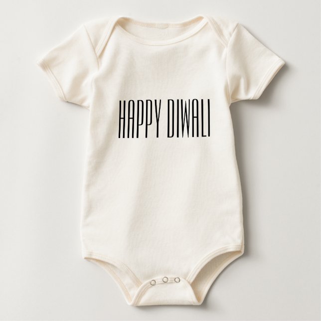 Camiseta Para Bebê Feliz Diwali em fonte elegante (Frente)