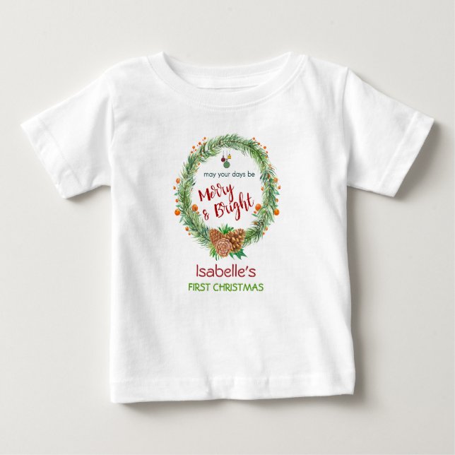 Camiseta Para Bebê Feliz e Agulha Brilhante (Frente)