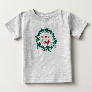 Camiseta Para Bebê Feliz e Bright Christmas Wreath Kid