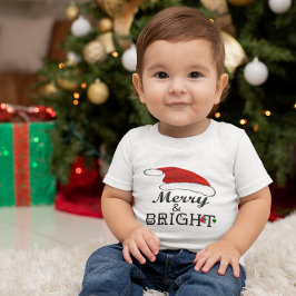Camiseta Para Bebê Feliz e Brilho com o Natal