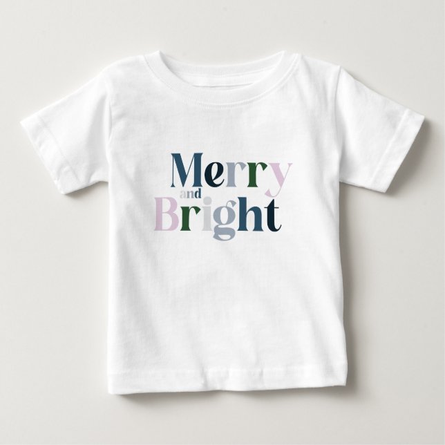 Camiseta Para Bebê Feliz E Natal Brilhante (Frente)
