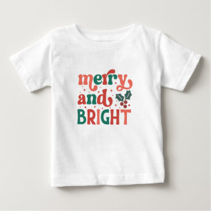 Camiseta Para Bebê Feliz e Natal brilhante