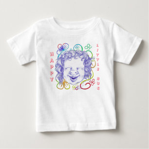 Camiseta Para Bebê Feliz e rindo de alegria