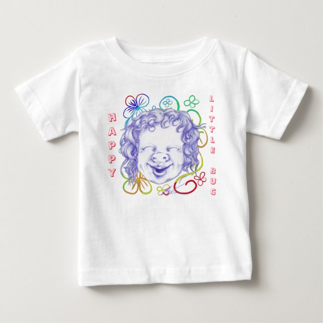 Camiseta Para Bebê Feliz e rindo de alegria  (Frente)