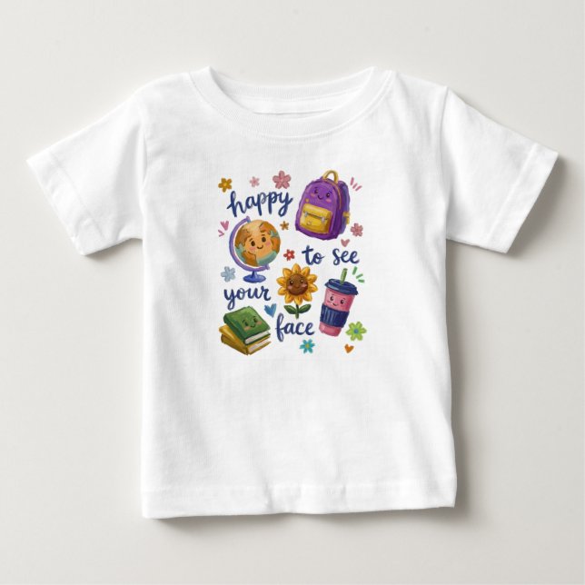 Camiseta Para Bebê Feliz em Ver Seu Rosto (Frente)