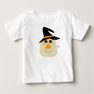 Camiseta Para Bebê Feliz Espantalho e aranha do Halloween