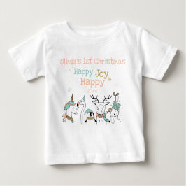 Camiseta Para Bebê Feliz Feliz Feliz Joy Animais Cute Bebê 1rua Natal