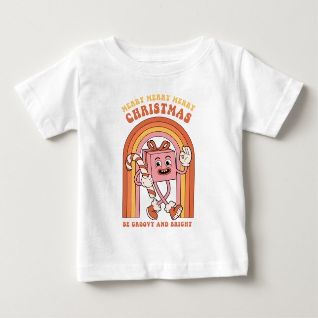Camiseta Para Bebê Feliz Feliz Feliz Natal - Seja Feliz e Brilhante (Frente)