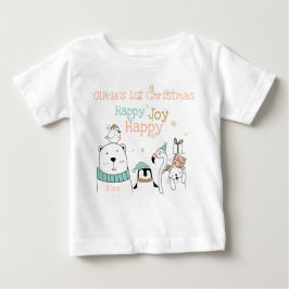 Camiseta Para Bebê Feliz Feliz Joy Animais Fofos 1rua Natal