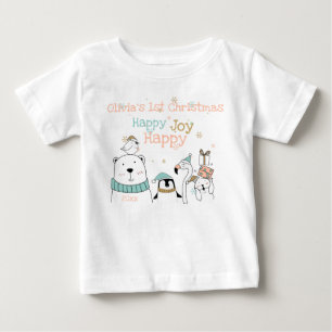 Camiseta Para Bebê Feliz Feliz Joy Animais Fofos 1rua Natal