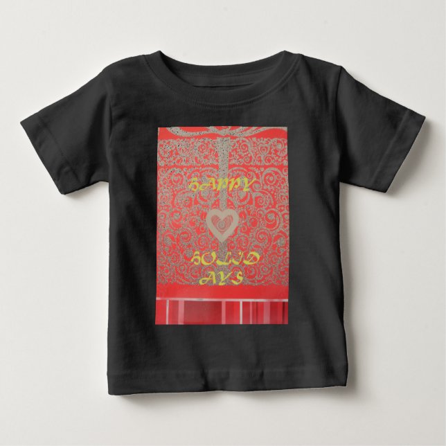 Camiseta Para Bebê Feliz Feriados Vermelho design (Frente)