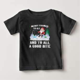 Camiseta Para Bebê Feliz Fishmas Peixe Divertido Pescador de Peixes N