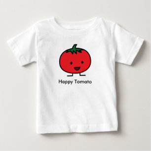 Camiseta Para Bebê Feliz Fruta Vermelha de Tomate