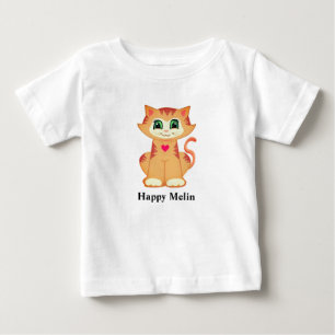 Camiseta Para Bebê Feliz Gatinho Laranja Melin