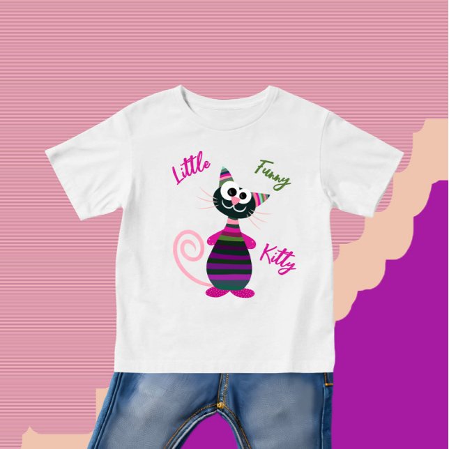 Camiseta Para Bebê Feliz gato colorido (Criador carregado)