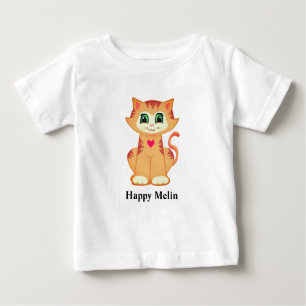 Camiseta Para Bebê Feliz Ginger Kitty Cat