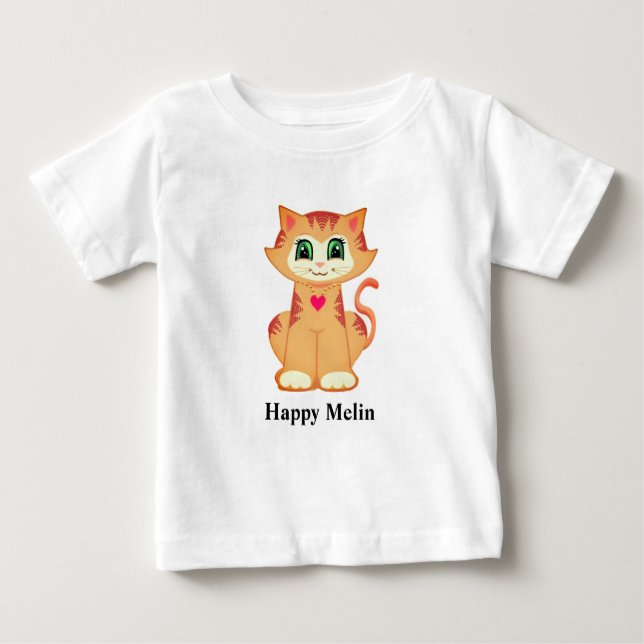 Camiseta Para Bebê Feliz Ginger Kitty Cat (Frente)