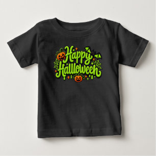 Camiseta Para Bebê Feliz Halloween Bordado
