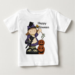 Camiseta Para Bebê Feliz Halloween, Bruxinha Longa