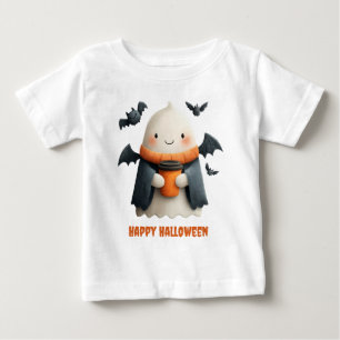 Camiseta Para Bebê Feliz Halloween - Cute Ghost Design