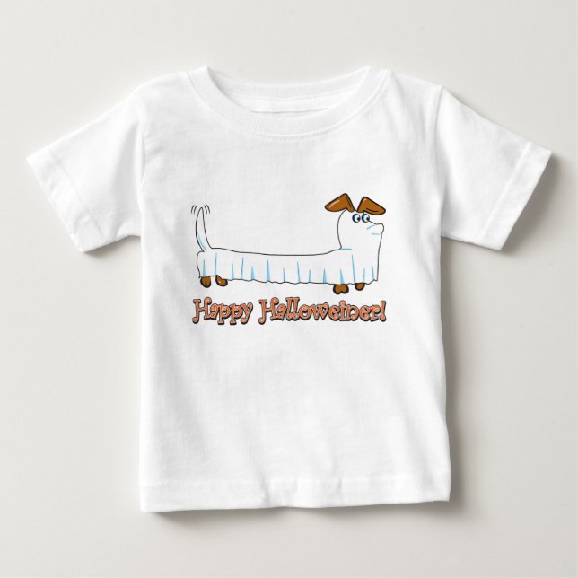Camiseta Para Bebê Feliz Halloween Dachshund (Frente)