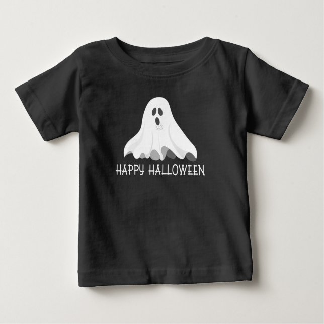 Camiseta Para Bebê Feliz Halloween Fantasma Toddler Shirt (Frente)