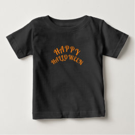 Camiseta Para Bebê Feliz Halloween Mulheres e Bebês Laranja e Preto