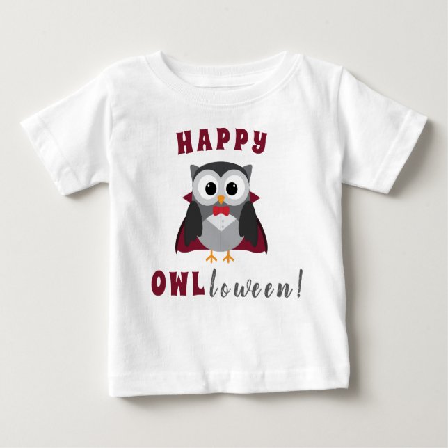 Camiseta Para Bebê Feliz Halloween Owen Trick ou Treche do Vampiro (Frente)