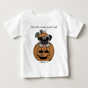 Camiseta Para Bebê Feliz Halloween-Pug em Jack O' Lanterna