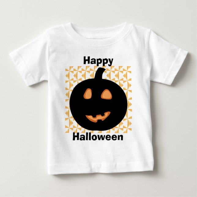Camiseta Para Bebê Feliz Halloween Pumpkin (Frente)