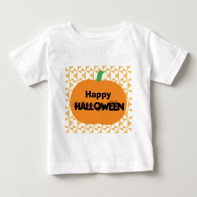 Camiseta Para Bebê Feliz Halloween Pumpkin (Frente)