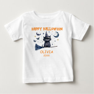 Camiseta Para Bebê Feliz Halloween Watercolor