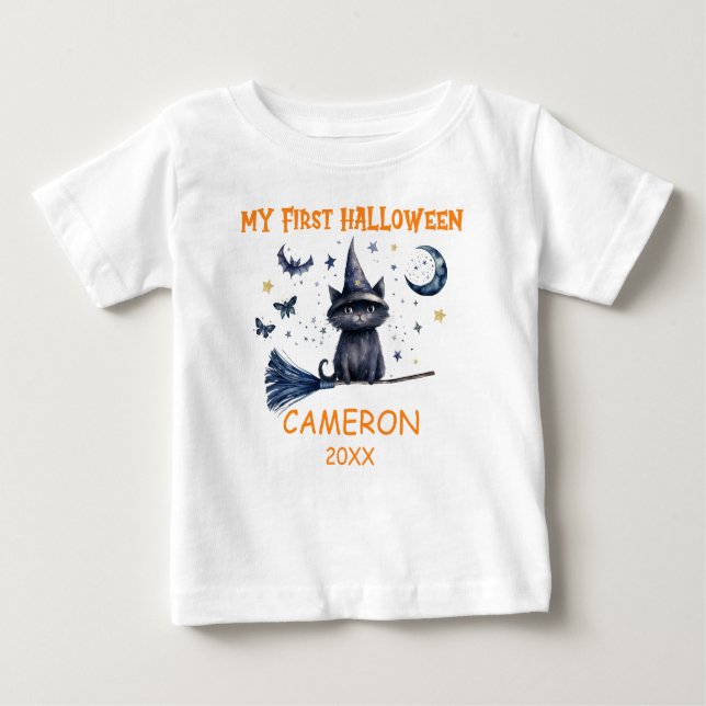 Camiseta Para Bebê Feliz Halloween Watercolor (Frente)