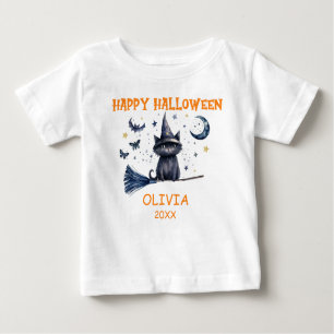 Camiseta Para Bebê Feliz Halloween Watercolor