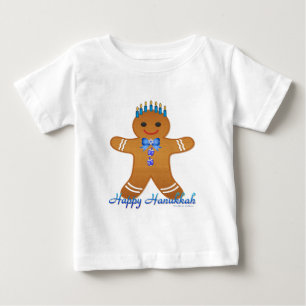 Camiseta Para Bebê Feliz Hanukkah Gingerpão Homem Menorah