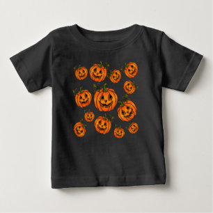 Camiseta Para Bebê Feliz Jack-o-lanterno de Halloween, truque para tr