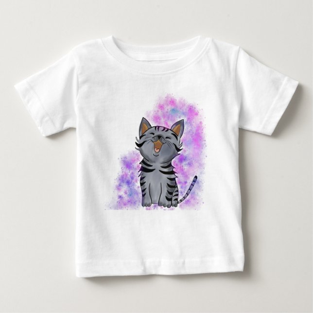 Camiseta Para Bebê Feliz Kitten (Frente)
