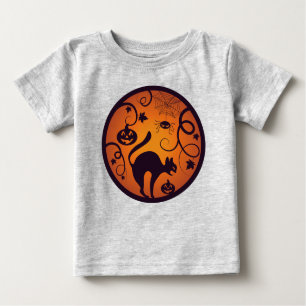 Camiseta Para Bebê Feliz lanterna do Halloween aranhas e morcegos neg