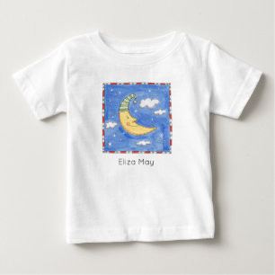 Camiseta Para Bebê Feliz Lua Personalizada