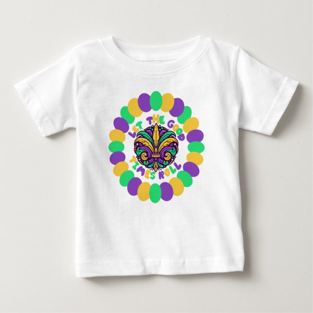 Camiseta Para Bebê Feliz Mardi Gras fleur-de-lis (Frente)
