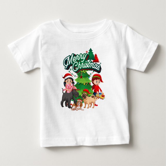 Camiseta Para Bebê Feliz Natal (Frente)