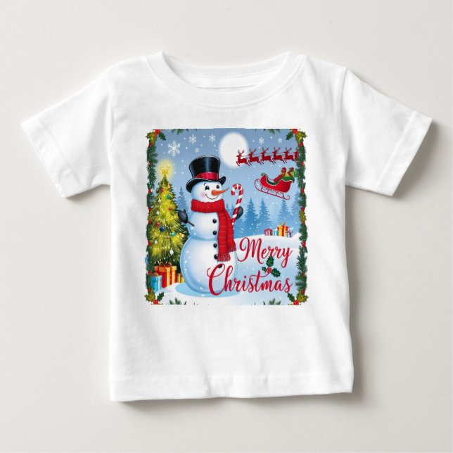 Camiseta Para Bebê feliz natal (Frente)