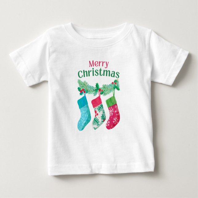 Camiseta Para Bebê Feliz Natal (Frente)