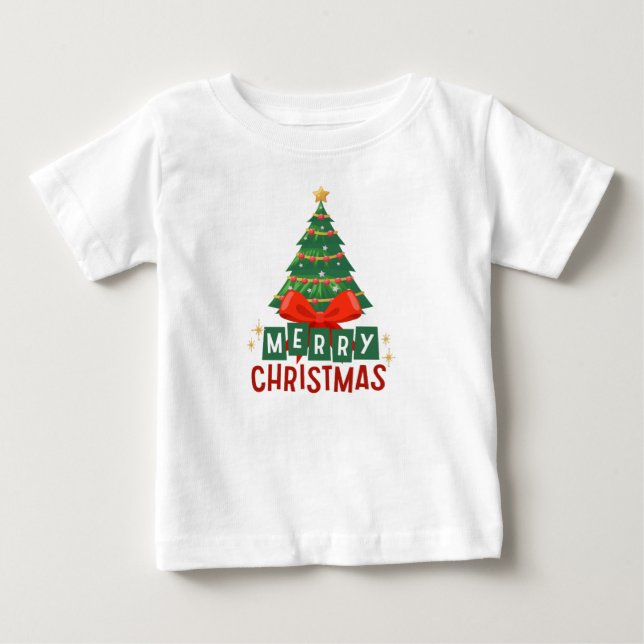Camiseta Para Bebê Feliz Natal  (Frente)