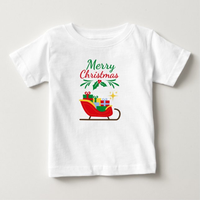 Camiseta Para Bebê Feliz Natal  (Frente)
