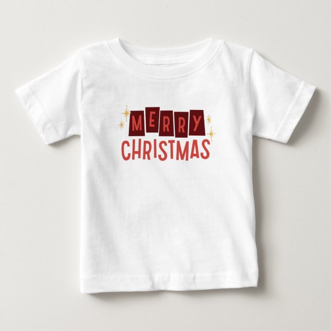 Camiseta Para Bebê Feliz Natal Bebê/Bebê (Frente)