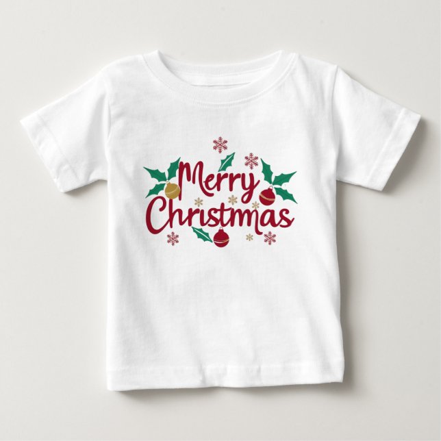 Camiseta Para Bebê Feliz Natal, Bebê T-Shirt (Frente)