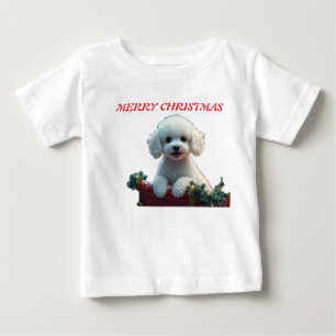 Camiseta Para Bebê Feliz Natal cachorrinho